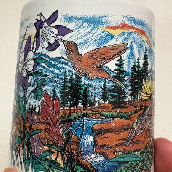 Wyoming Mug Wild Flower Hummingbird Mountains Coffee Cup Sansegal Everyware 1994 - Picture 6 of 16